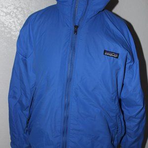 Patagonia Women's Bomber Blue Jacket Full Zip Gray Fleece Lined Size 10 Vintage